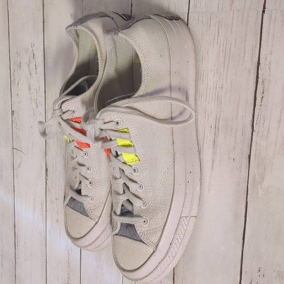Converse All Star Chuck Taylor Renew Shoes in Beige with Orange and Yellow - Picture 2 of 11